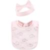 imageHudson Baby Unisex BabyCotton Bib and Headband or Caps SetPink Gray Elephant