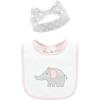 imageHudson Baby Unisex BabyCotton Bib and Headband or Caps SetPink Gray Elephant
