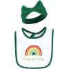 imageHudson Baby Unisex BabyCotton Bib and Headband or Caps SetSt Patricks Rainbow