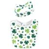 imageHudson Baby Unisex BabyCotton Bib and Headband or Caps SetSt Patricks Rainbow