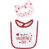imageHudson Baby Unisex BabyCotton Bib and Headband or Caps SetValentine Sweetheart