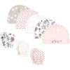 imageHudson Baby Infant Girl Cotton Cap and Scratch Mitten Set Dandelion Wish 06 Months