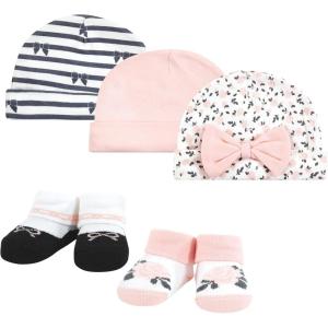 imageHudson Baby Baby Girls Cap and Socks SetBerry Floral