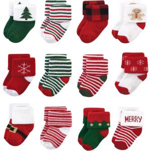 imageHudson Baby Baby Girls Cotton Rich Newborn and Terry Socks12 Days of Christmas
