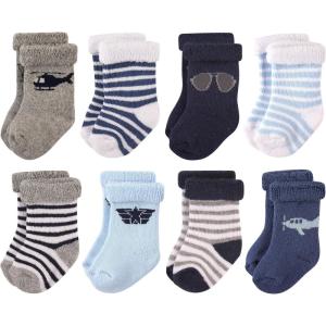 imageHudson Baby Baby Girls Cotton Rich Newborn and Terry SocksAviator