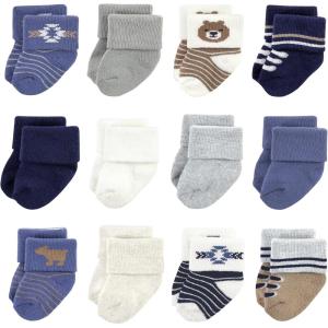 imageHudson Baby Baby Girls Cotton Rich Newborn and Terry SocksBear 12pack