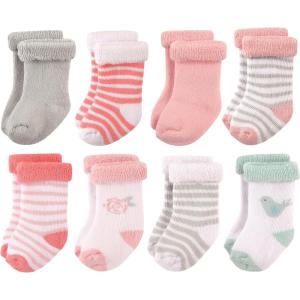 imageHudson Baby Baby Girls Cotton Rich Newborn and Terry SocksBird