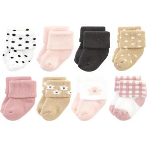 imageHudson Baby Baby Girls Cotton Rich Newborn and Terry SocksBlush Flower