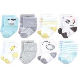 imageHudson Baby Baby Girls Cotton Rich Newborn and Terry SocksFarm 8pack