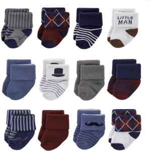 imageHudson Baby Baby Girls Cotton Rich Newborn and Terry SocksGentleman 12pack