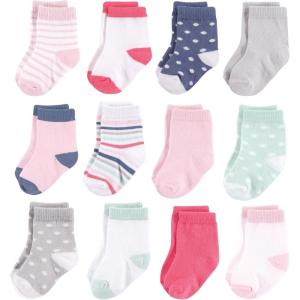 imageHudson Baby Baby Girls Cotton Rich Newborn and Terry SocksGirl Stripe