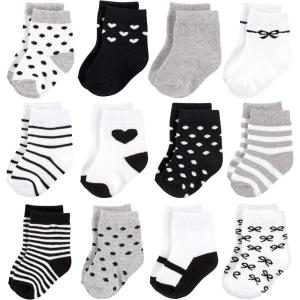 imageHudson Baby Baby Girls Cotton Rich Newborn and Terry SocksGirls Gray Black