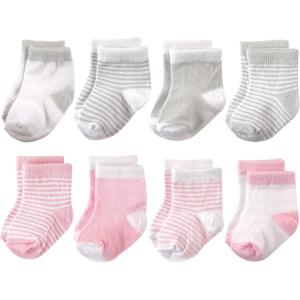 imageHudson Baby Baby Girls Cotton Rich Newborn and Terry SocksLight Pink Gray
