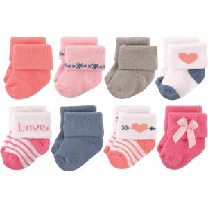imageHudson Baby Baby Girls Cotton Rich Newborn and Terry SocksLove