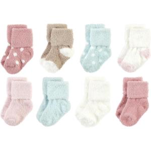 imageHudson Baby Baby Girls Cotton Rich Newborn and Terry SocksMauve Mint Dot