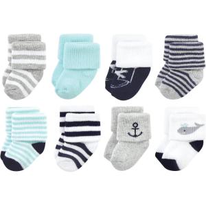 imageHudson Baby Baby Girls Cotton Rich Newborn and Terry SocksMint Whale