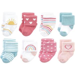 imageHudson Baby Baby Girls Cotton Rich Newborn and Terry SocksModern Rainbow