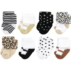 imageHudson Baby Baby Girls Cotton Rich Newborn and Terry SocksNeutral Leopard