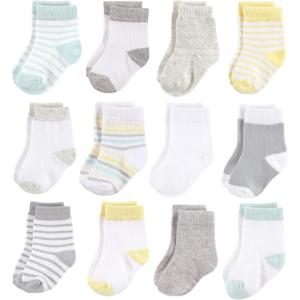 imageHudson Baby Baby Girls Cotton Rich Newborn and Terry SocksNeutral Stripe