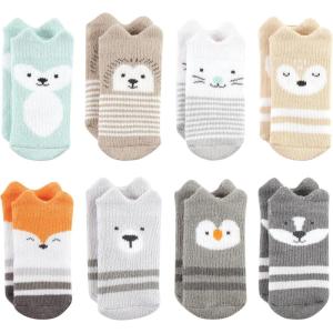 imageHudson Baby Baby Girls Cotton Rich Newborn and Terry SocksNeutral Woodland