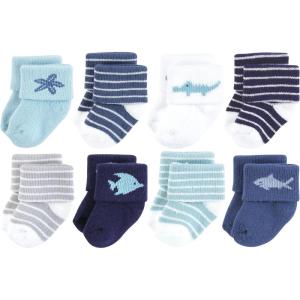 imageHudson Baby Baby Girls Cotton Rich Newborn and Terry SocksOcean Friends