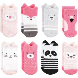 imageHudson Baby Baby Girls Cotton Rich Newborn and Terry SocksPink Animals