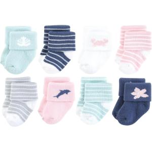 imageHudson Baby Baby Girls Cotton Rich Newborn and Terry SocksPink Dolphin