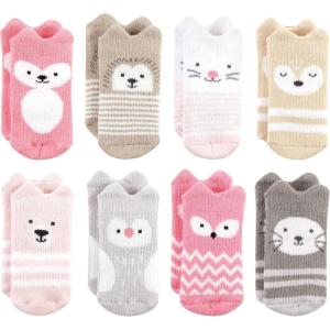 imageHudson Baby Baby Girls Cotton Rich Newborn and Terry SocksPink Girl Woodland