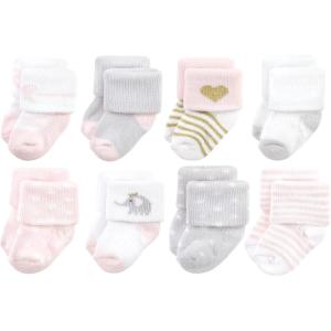 imageHudson Baby Baby Girls Cotton Rich Newborn and Terry SocksPink Gray Elephant