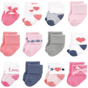 imageHudson Baby Baby Girls Cotton Rich Newborn and Terry SocksPink Love