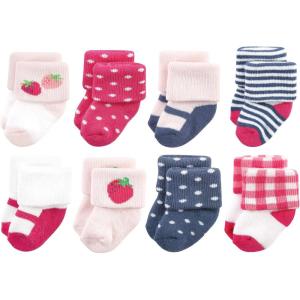 imageHudson Baby Baby Girls Cotton Rich Newborn and Terry SocksPink Strawberry