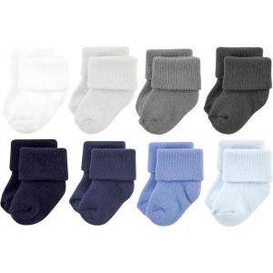 imageHudson Baby Baby Girls Cotton Rich Newborn and Terry SocksSolid Blue Gray 8 Pack Terry