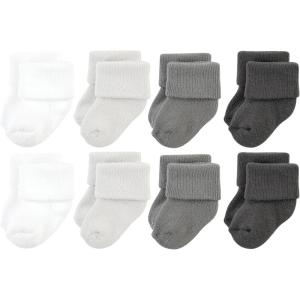 imageHudson Baby Baby Girls Cotton Rich Newborn and Terry SocksSolid Gray White