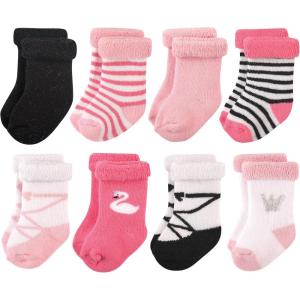 imageHudson Baby Baby Girls Cotton Rich Newborn and Terry SocksSwan
