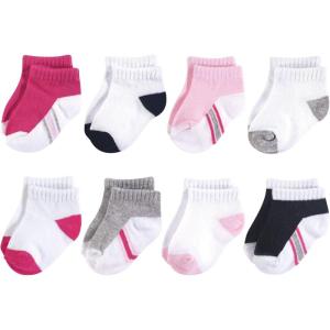 imageHudson Baby Baby Girls Cotton Rich Newborn and Terry SocksWhite Pink Black