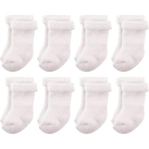 imageHudson Baby Baby Girls Cotton Rich Newborn and Terry SocksWhite Terry