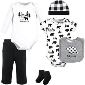 imageHudson Baby Unisex Baby Cotton Layette SetBaby Bear Gray Black