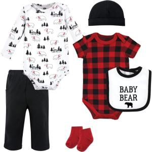 imageHudson Baby Unisex Baby Cotton Layette SetBuffalo Plaid Bear