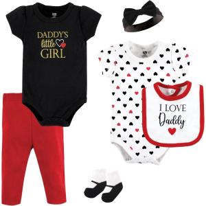 imageHudson Baby Unisex Baby Cotton Layette SetGirl Daddy Red Black