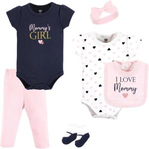 imageHudson Baby Unisex Baby Cotton Layette SetGirl Mommy Pink Navy