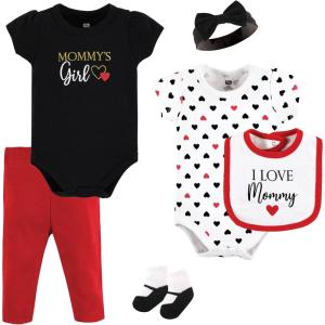 imageHudson Baby Unisex Baby Cotton Layette SetGirl Mommy Red Black
