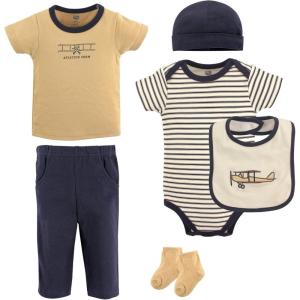 imageHudson Baby Unisex Baby Cotton Layette SetNavy and Tan 6piece