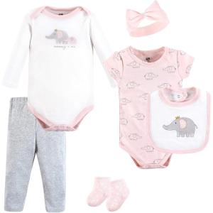 imageHudson Baby Unisex Baby Cotton Layette SetPink Gray Elephant