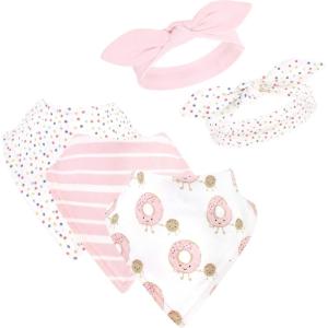 imageHudson Baby Unisex BabyCotton Bib and Headband or Caps SetDonut Hole