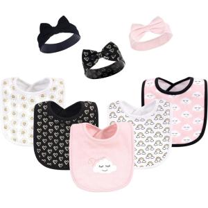 imageHudson Baby Unisex BabyCotton Bib and Headband or Caps SetDream Love