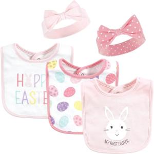 imageHudson Baby Unisex BabyCotton Bib and Headband or Caps SetHappy Easter