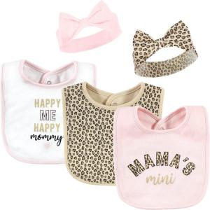 imageHudson Baby Unisex BabyCotton Bib and Headband or Caps SetLeopard Mamas Mini