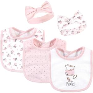 imageHudson Baby Unisex BabyCotton Bib and Headband or Caps SetPartea Time