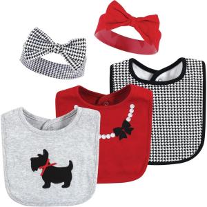 imageHudson Baby Unisex BabyCotton Bib and Headband or Caps SetScottie Dog