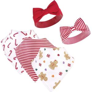 imageHudson Baby Unisex BabyCotton Bib and Headband or Caps SetSugar Spice